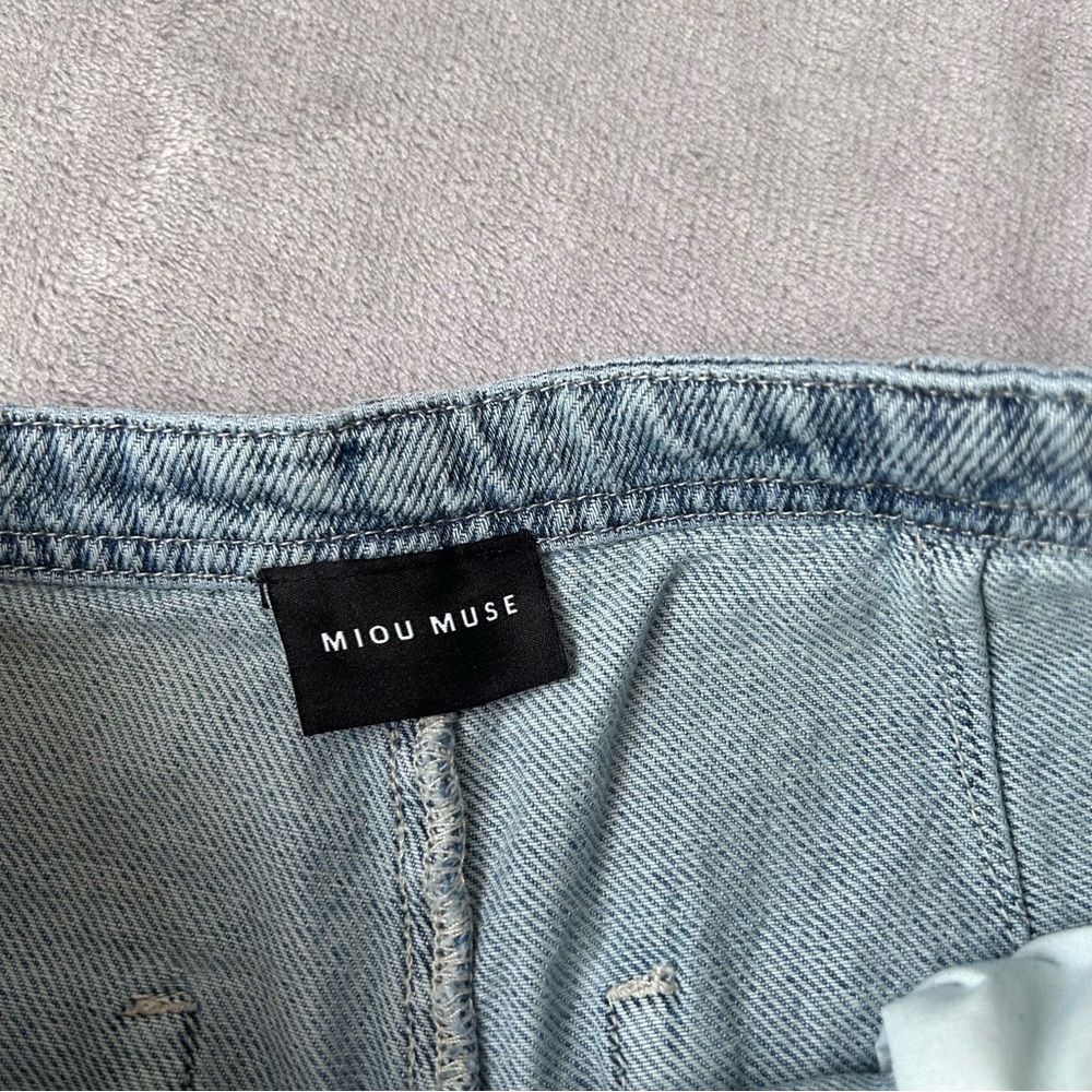 MIOU MUSE Wide Leg High Waist Jeans Womens Size Medium Cotton Button Fly - Picture 3 of 8